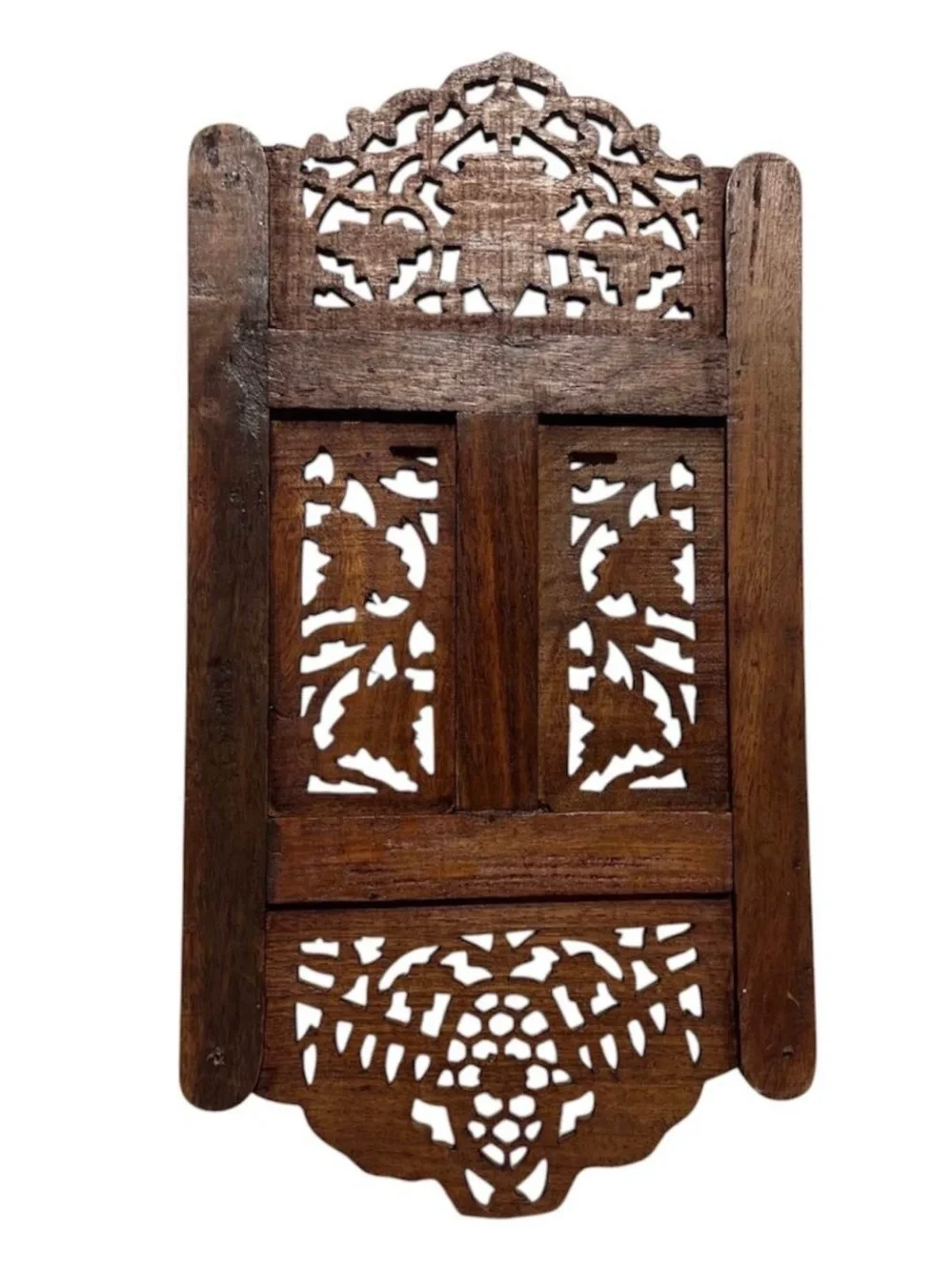 Vintage Carved Wood Elephant Wall Shelf Boho Indian Style Decor